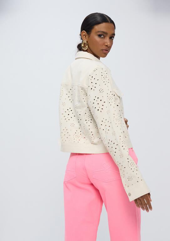 kurtka jeansowa z haftem bok